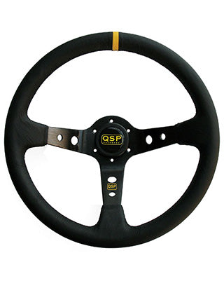 QSP Racing Steering Wheel – 350mm – Black Leather with Black Stitching