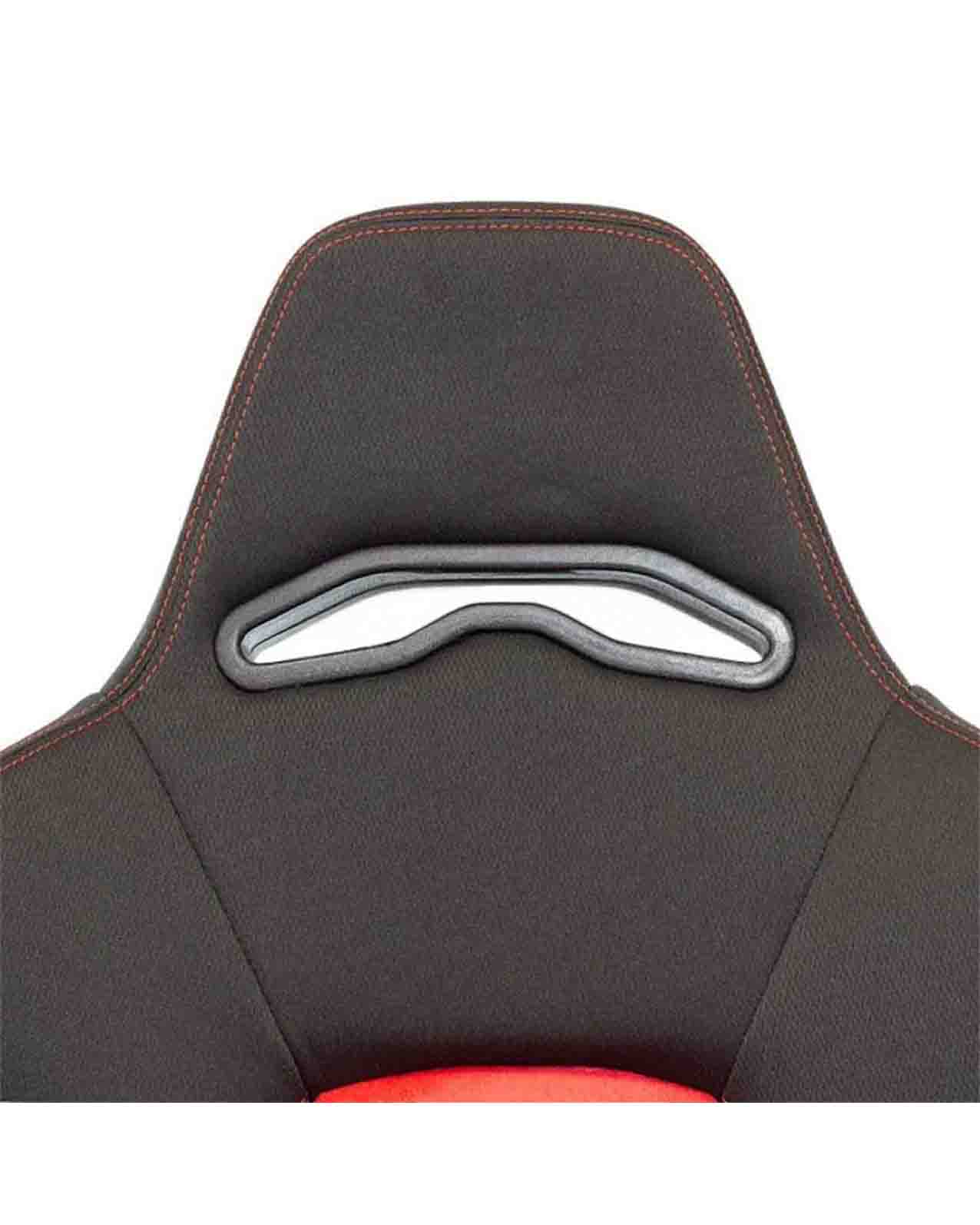 SK-Import Adjustable Seat – Eco Soft Style | Black & Red Textile with Red Cross Stitching