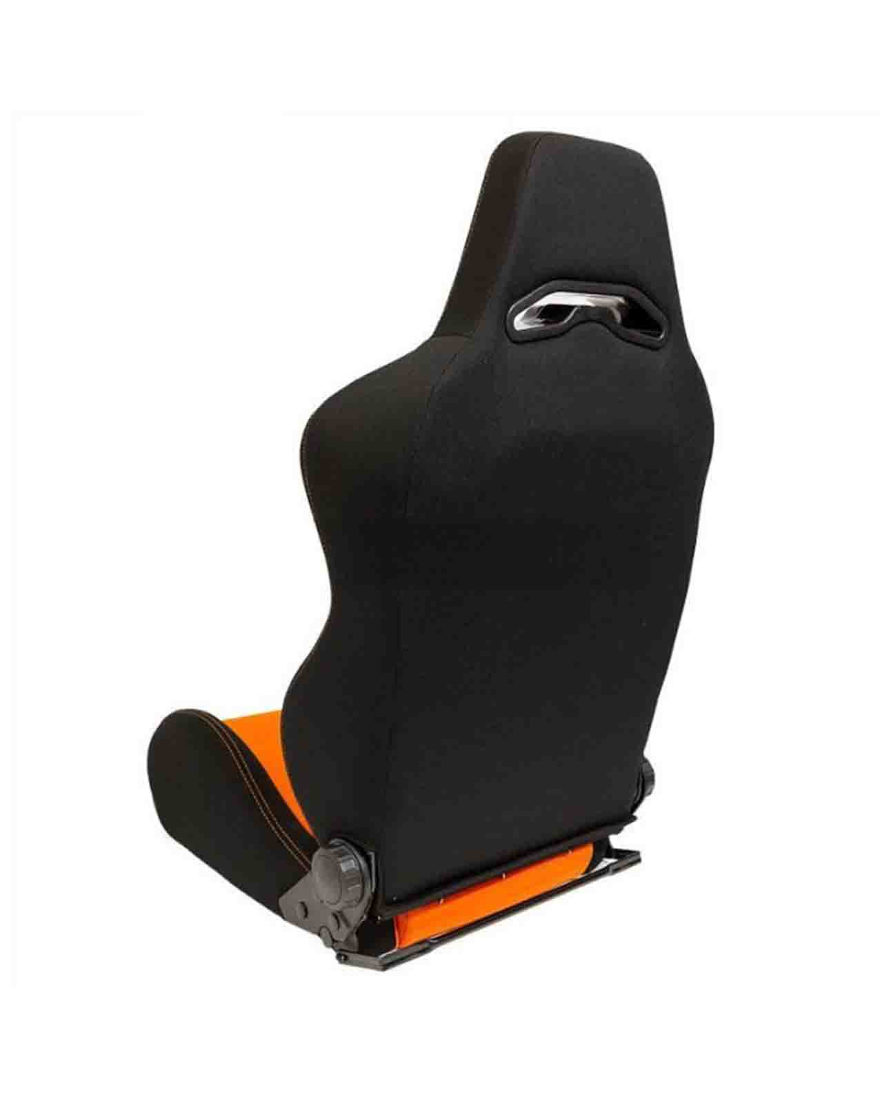 SK-Import Adjustable Seat – Eco Style | Black & Orange Textile with Orange Cross Stitching
