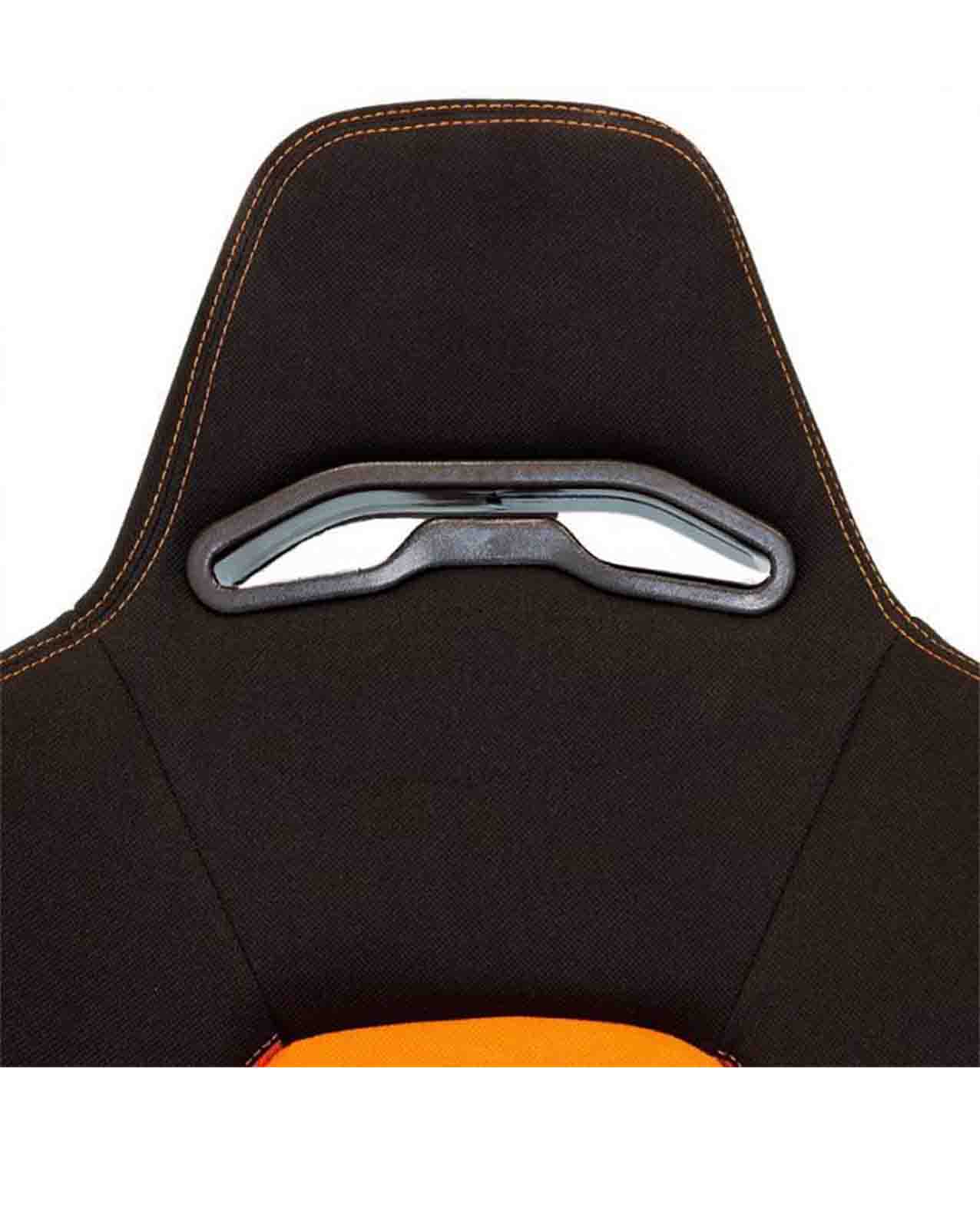SK-Import Adjustable Seat – Eco Style | Black & Orange Textile with Orange Cross Stitching
