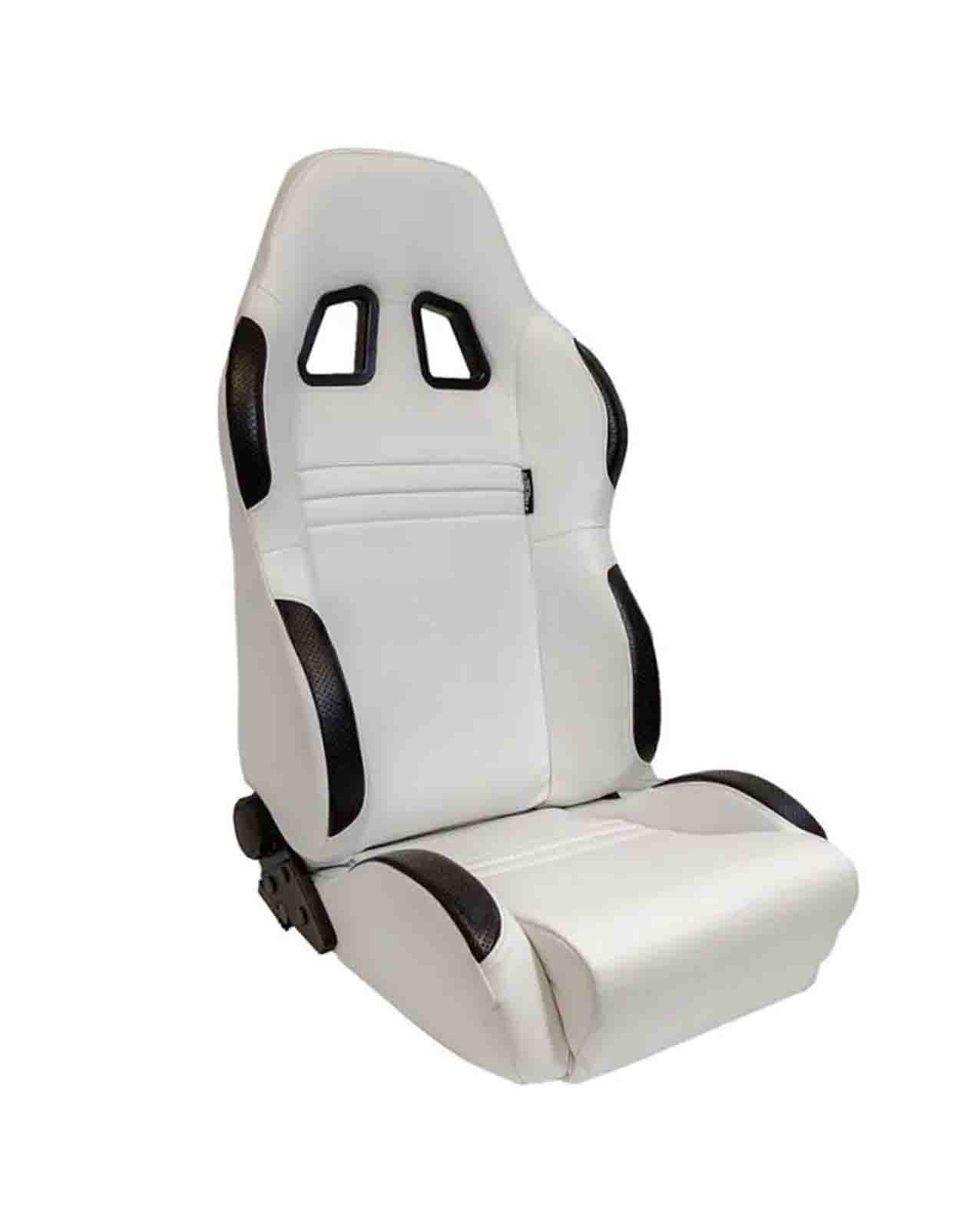 SK-Import Adjustable Seat – Type T Style | White & Black Synthetic Leather
