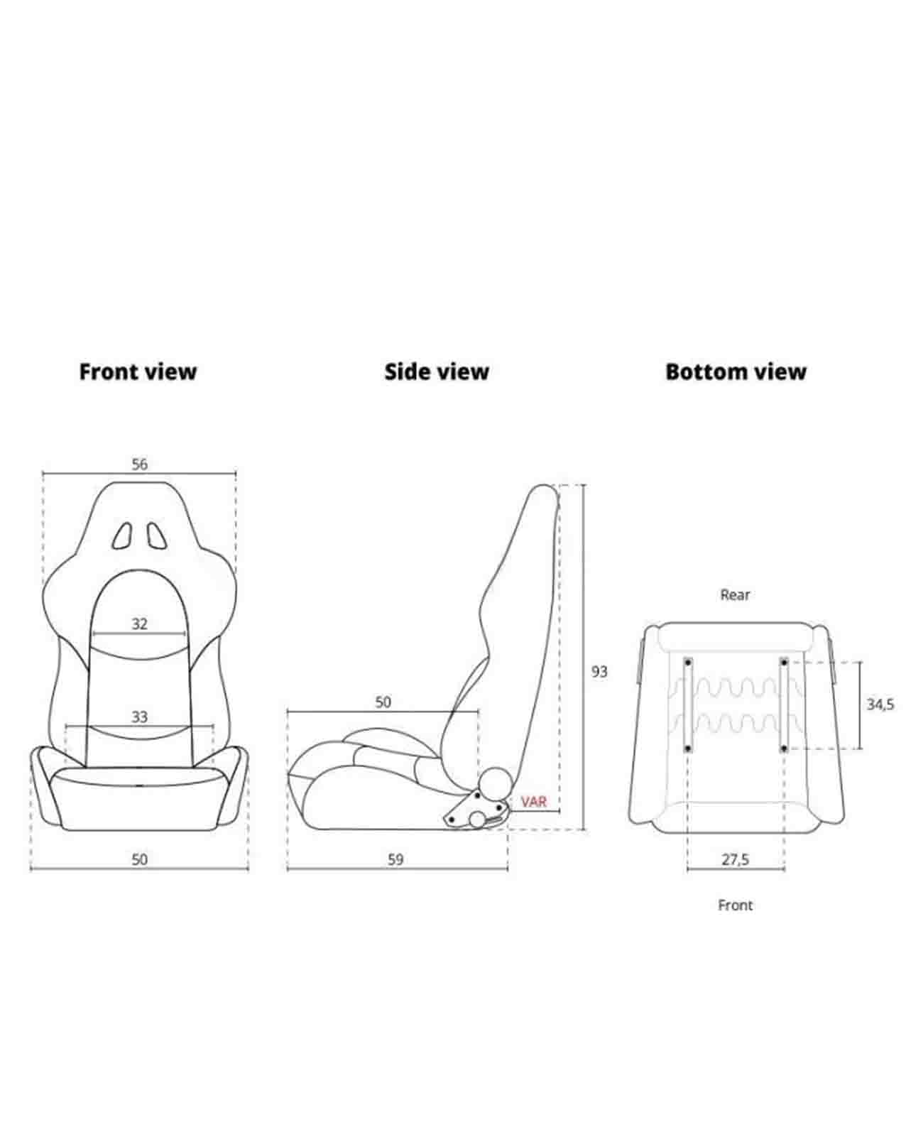 SK-Import Adjustable Seat – Type T Style | White & Black Synthetic Leather
