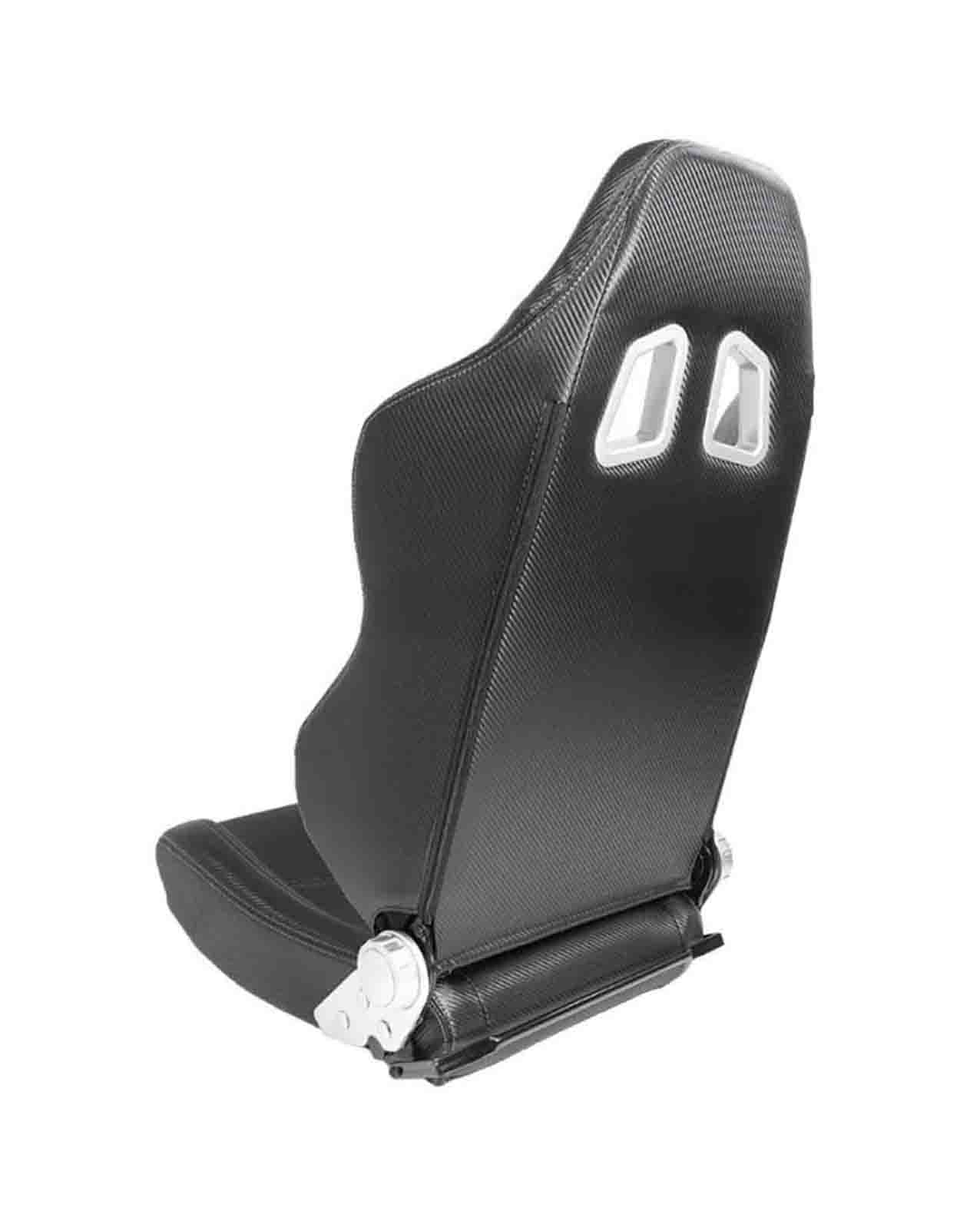 SK-Import Adjustable Seat – Type Z Style | Black Carbon Synthetic Leather with White Stitching