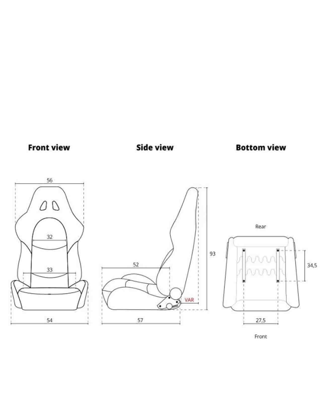 SK-Import Adjustable Seat – Type Z Style | Black Carbon Synthetic Leather with White Stitching