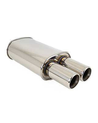 SK-Import Universal Rear Muffler – Dual Tip – Stainless Steel